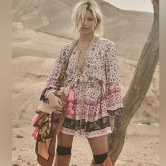 NWT SPELL & THE GYPSY WOMENS LADY UNTAMED BELTED TUNIC DRESS PRINTED SZ MEDIUM - Picture 2 of 10